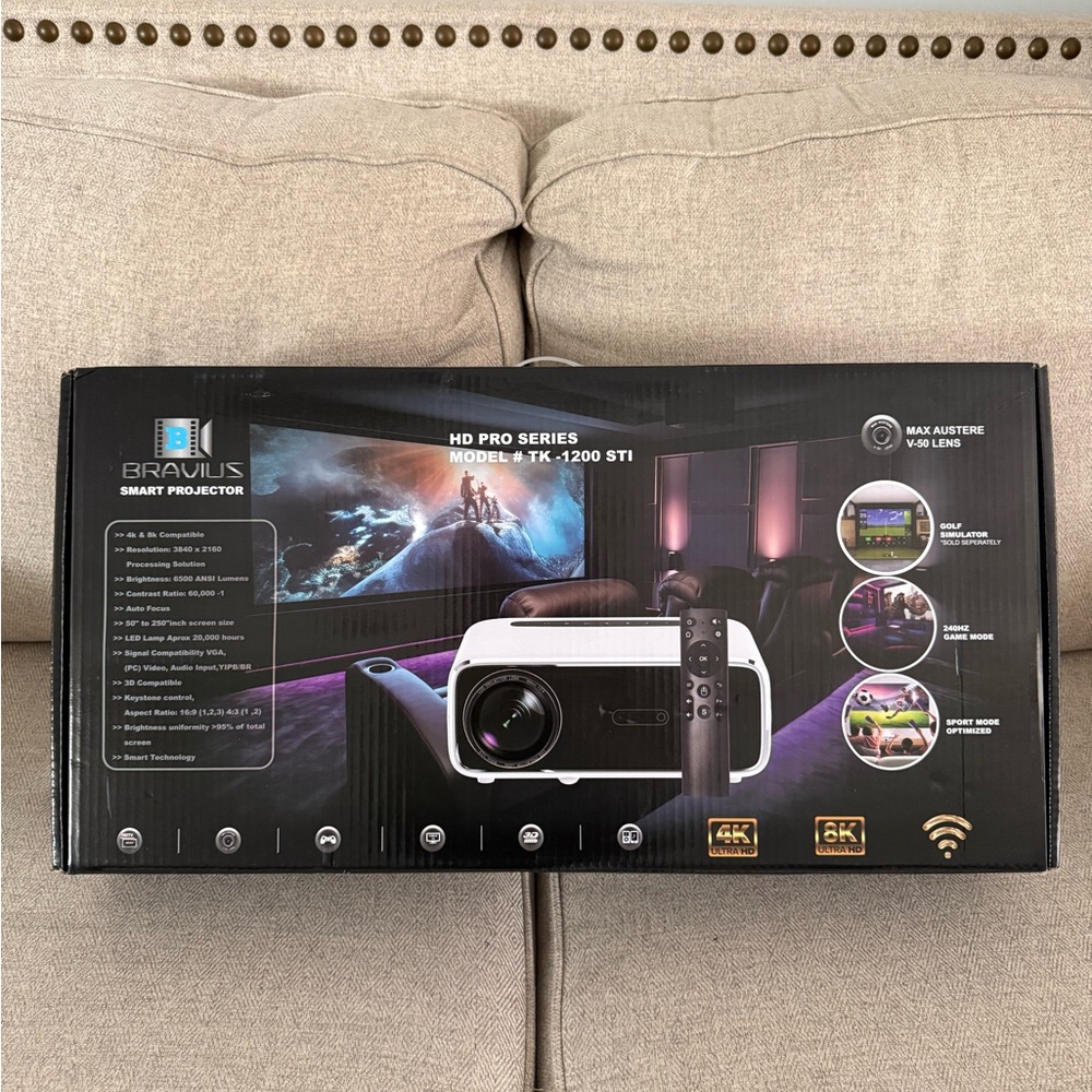 HD Pro Series 4K Projector - White and Black